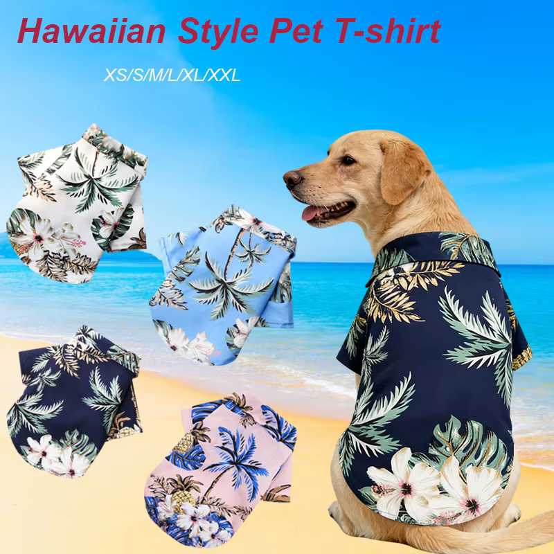 Ropa de Verano para Perros: Camisetas de Playa con Diseño Hawaiano para Canes Pequeños y Medianos, Vestimentas para Pug, Bulldog Francés y Mascotas — imagen 2