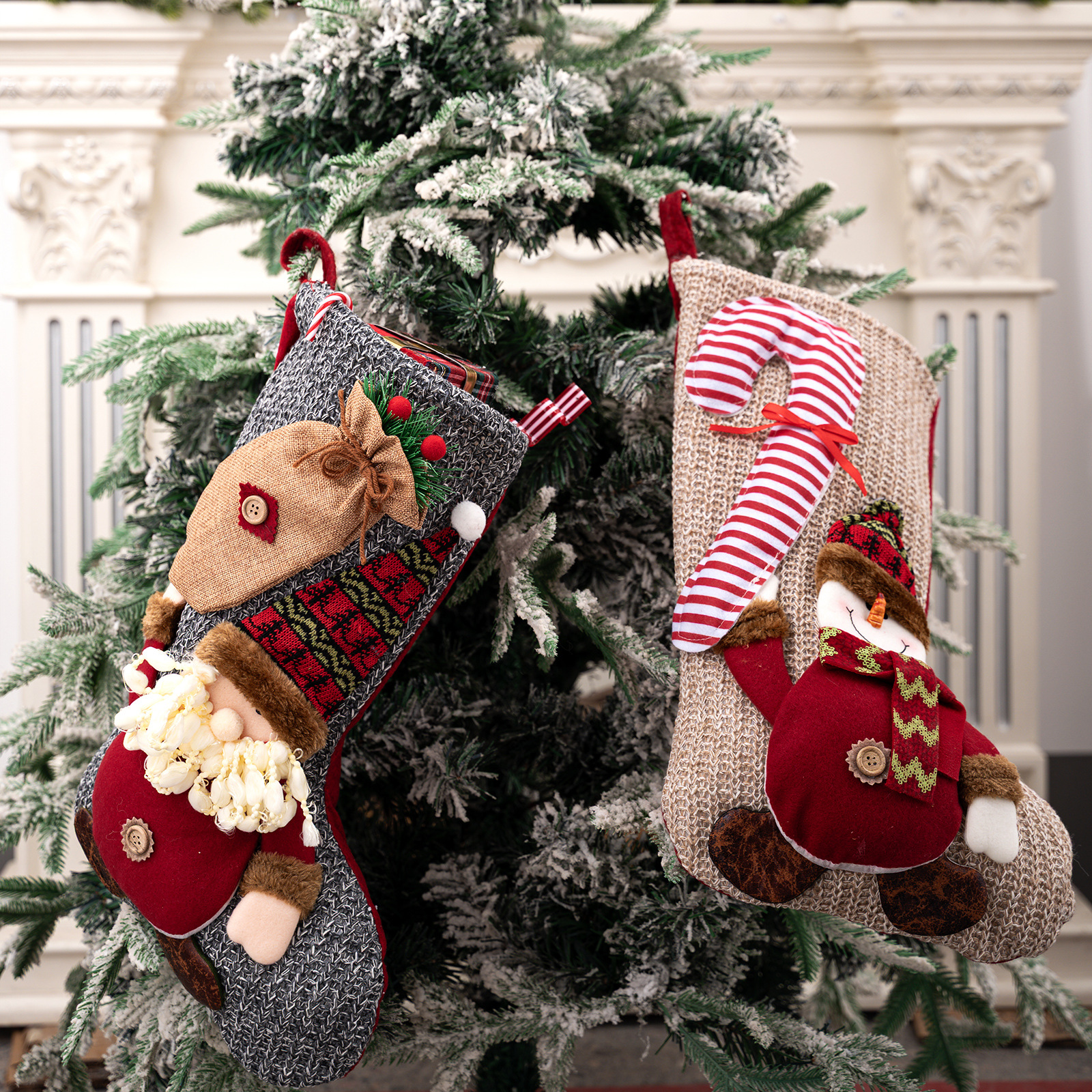 Christmas Decorations Christmas Stocking Santa Snowman Reindeer Hanging Ornament Home Fireplace Decoration — image 5