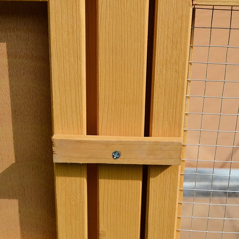 PawHut Wooden Rabbit Hutch Bunny Cage With Openable Waterproof Roof, No Leak Tray Solid Fir Wood Build For Rabbits, Chickens, Ducks — imagen 10