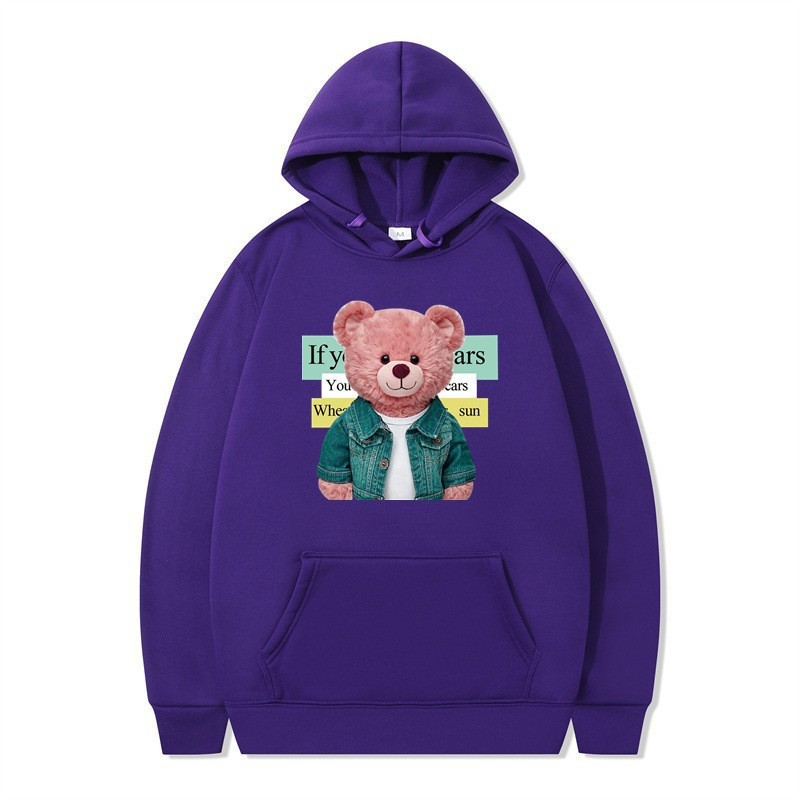 Bear Print Women's Long Sleeve Hooded Sweatshirt Bulk — image 3