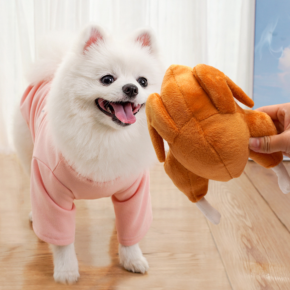 Pet squeaking toy stuffed with plush squeaking roasted chicken toy cat supplies corgi Bears — image 1