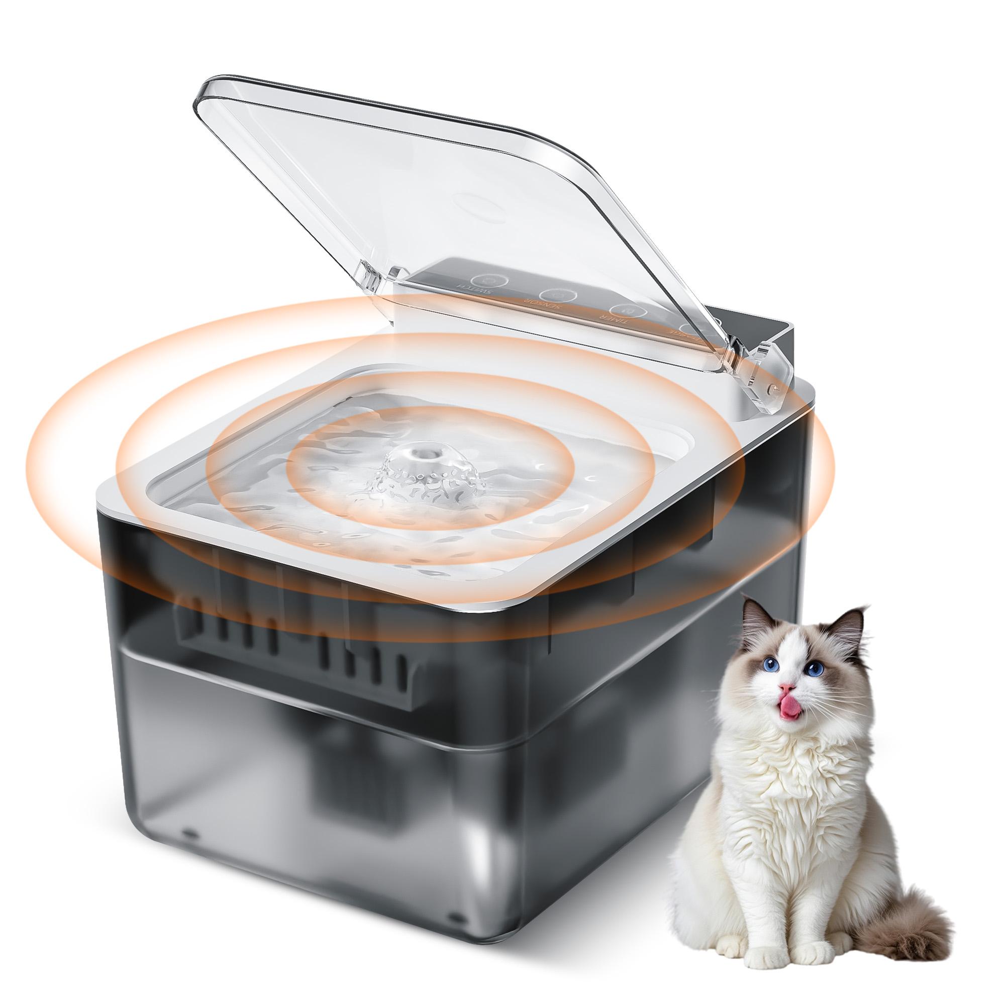 Wireless Charging Battery Driven 304 Stainless Steel Cat Automatic Induction Pet Water Fountain — image 1