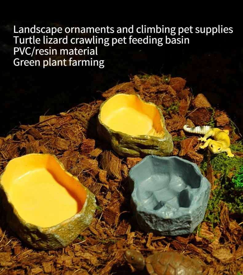 Tree Stump Shaped Reptile Food Water Bowl Resin Terrarium Decor for Feeding Supplies — image 2