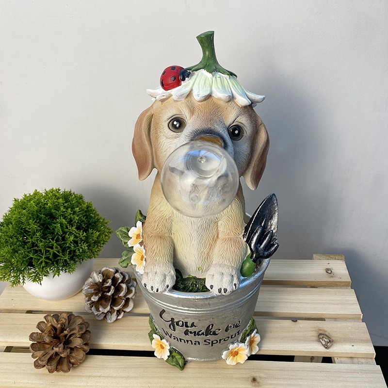 Estatua de burbuja para perros solar con energía renovable, decoración exterior de resina — imagen 4