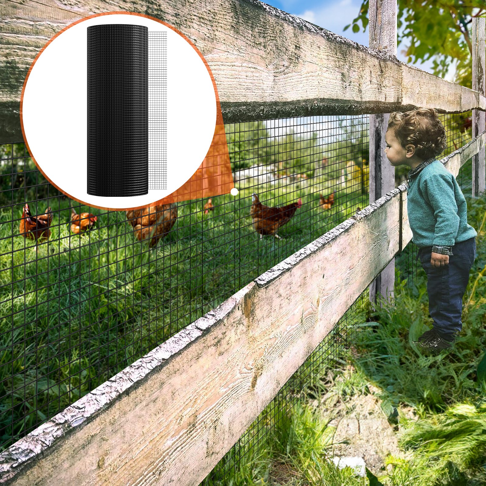 Hardware Cloth, 36'' X 100' Galvanized Wire Mesh Roll, 19 Gauge Chicken Wire Fence Roll, Vinyl Coating Metal Wire Mesh For Chicken Coop Barrier, Rabbit Snake Fences, Poultry Enclosures — imagen 6