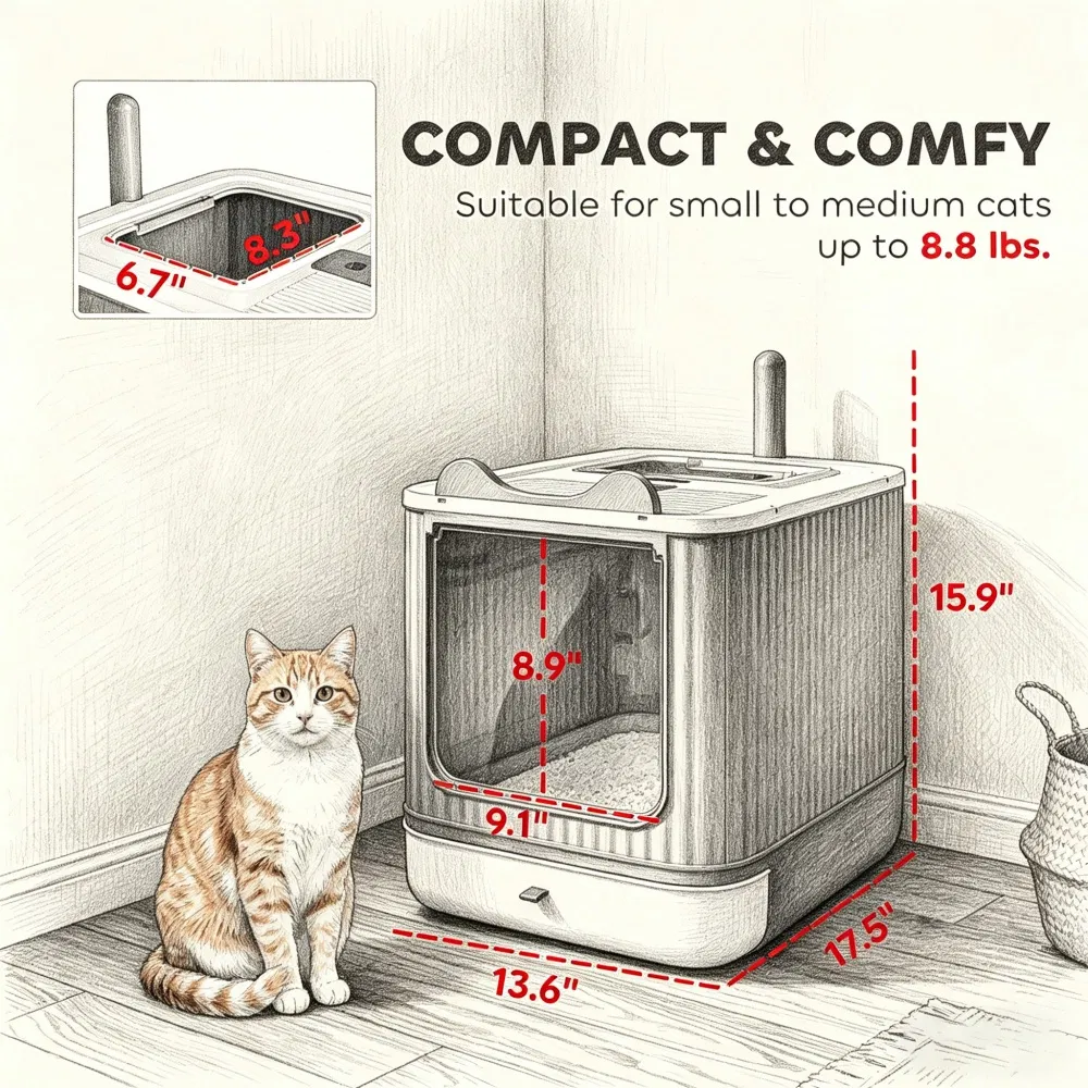 Cat Litter Box with Adjustable Front 17.5 Inches X 13.6 Inches X 15.9 Inches — image 2