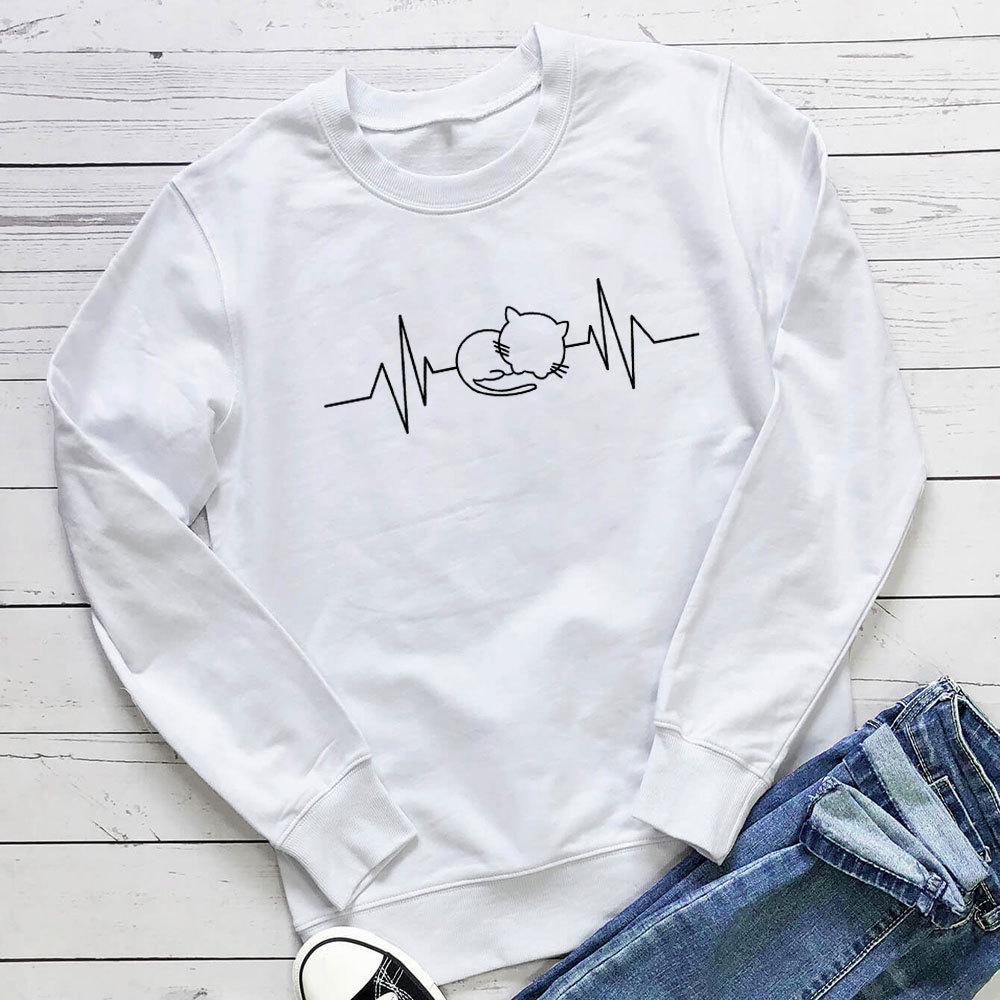 Cat ECG printed hoodie — image 4
