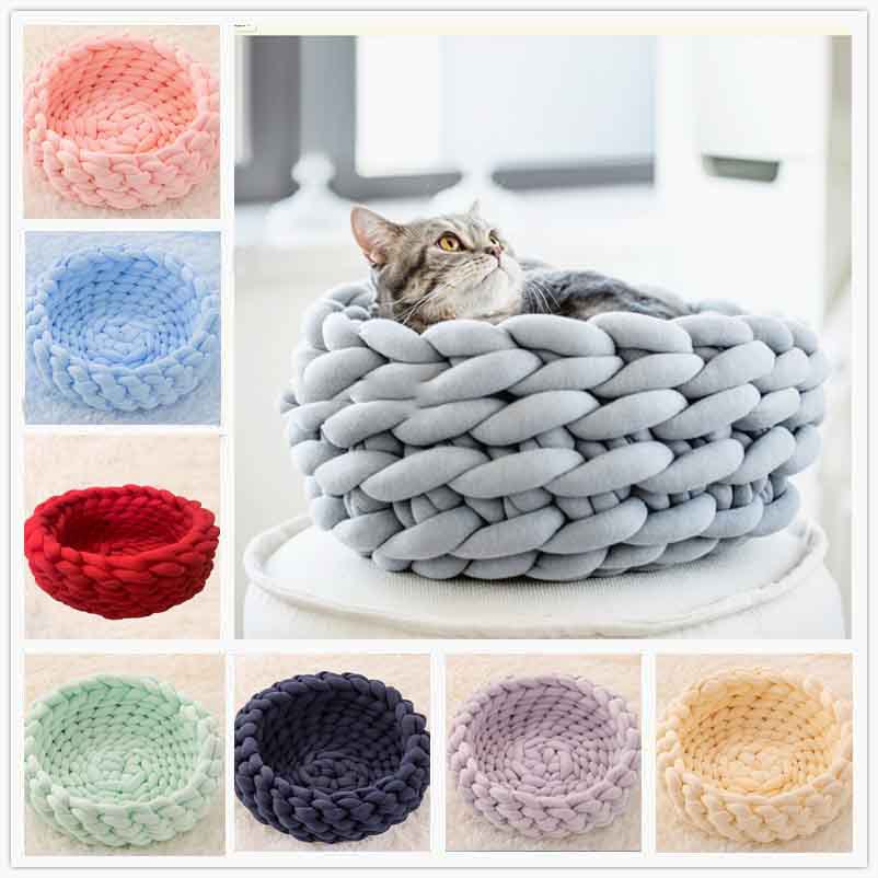 Filled Cotton Coarse Wool Hand-Woven Pet Cat Litter Can Be Machine Washed Coarse Cloth Dog Litter — image 7