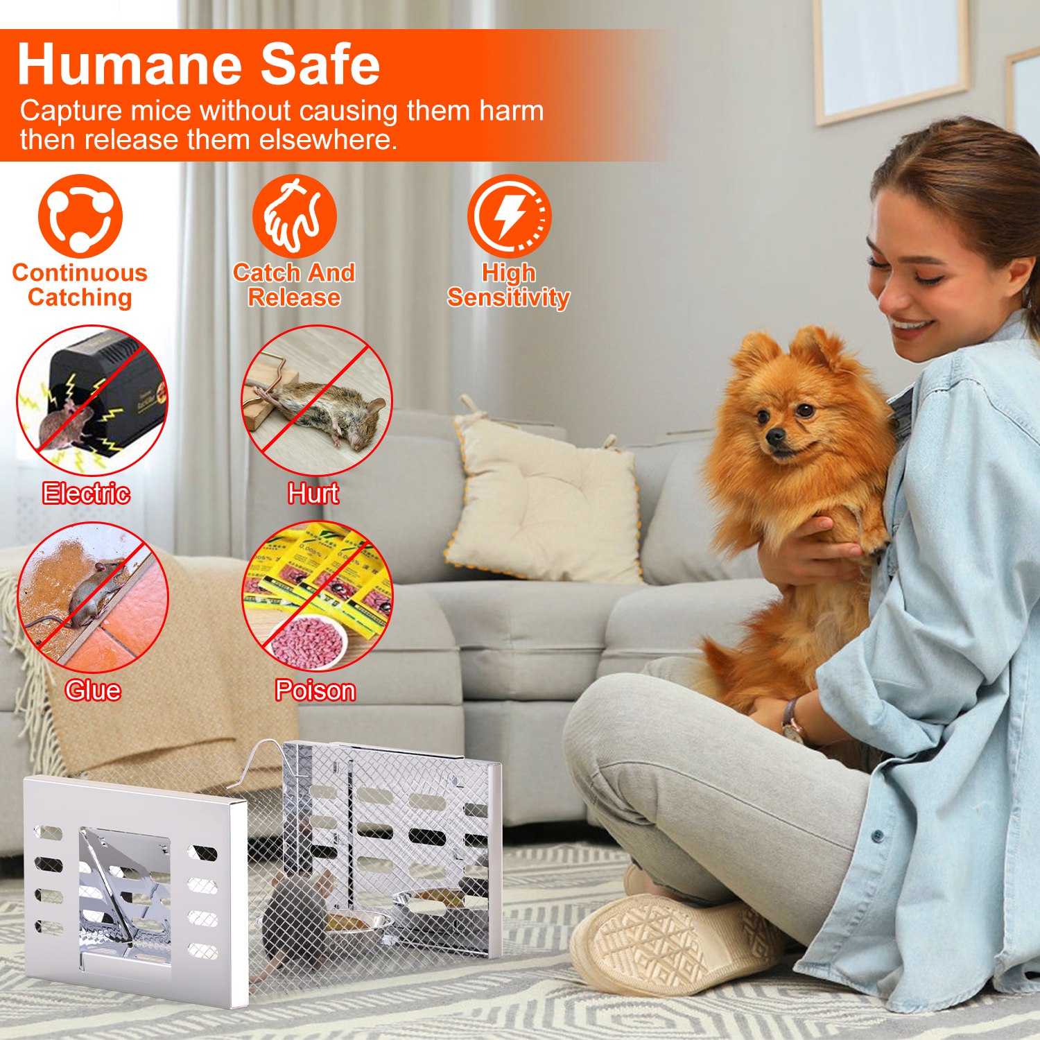2 trampas humanitarias para ratas, jaulas para capturar y liberar ratones vivos, con ciclo automático continuo de captura, para ardillas listadas, roedores, ratones y animales pequeños — imagen 8