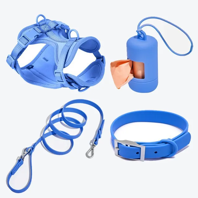 Luxury Waterproof PVC Neoprene Pet Poop Bag Dispenser Set, Dog Harness, Leash Collar Set for Dog — image 11