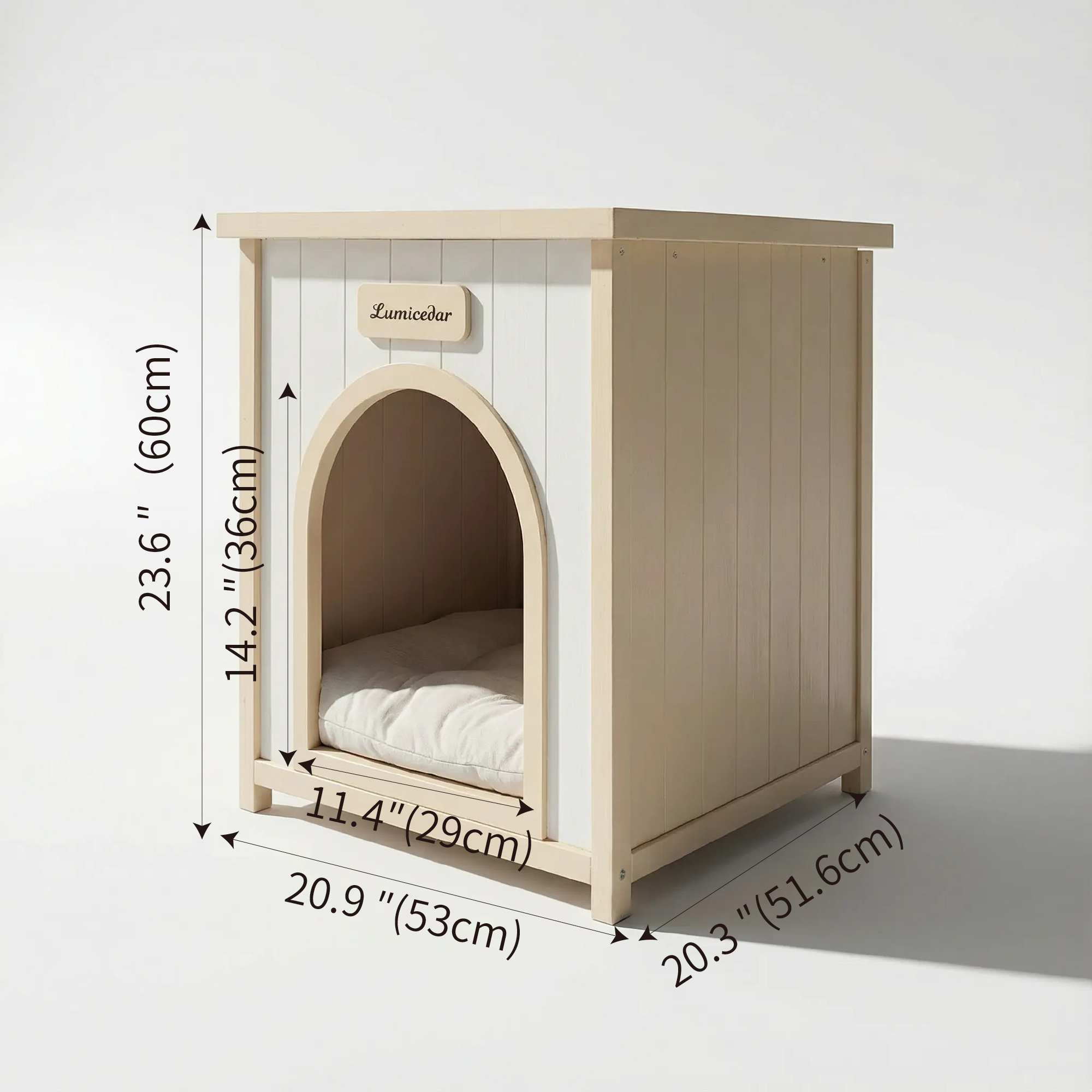 Modern Indoor Wooden Dog House with Removable Cushion – Solid Cedar Pet House for Small Dogs & Cats, Furniture-Grade Scandinavian Design — image 13