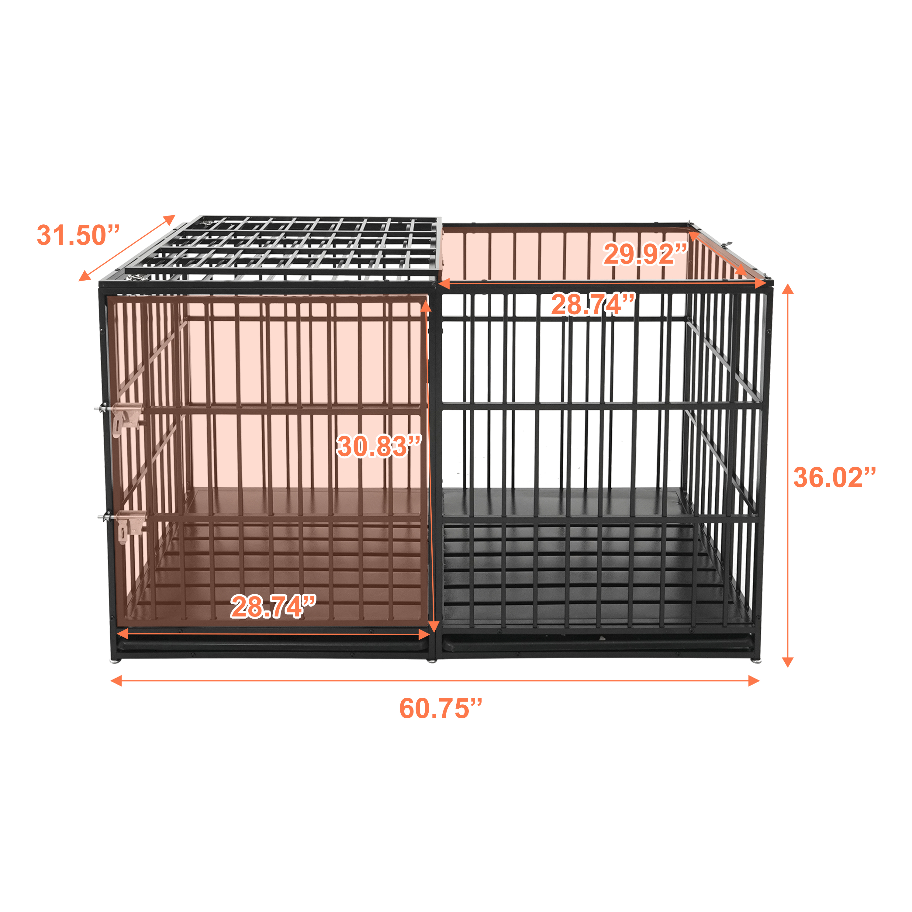 Caja de Perro Extra Grande y Resistente de 61 Pulgadas - Cárcel para Perros Grandes — imagen 2