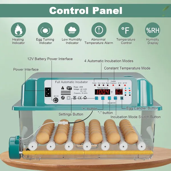 36 Eggs Incubators For Hatching Eggs, Egg Incubator With 4 Automatic Incubate Mode, Chicken Incubator With Automatic Egg Turning Humidity Monitoring, Poultry Egg Incubator With Egg Candle — image 6
