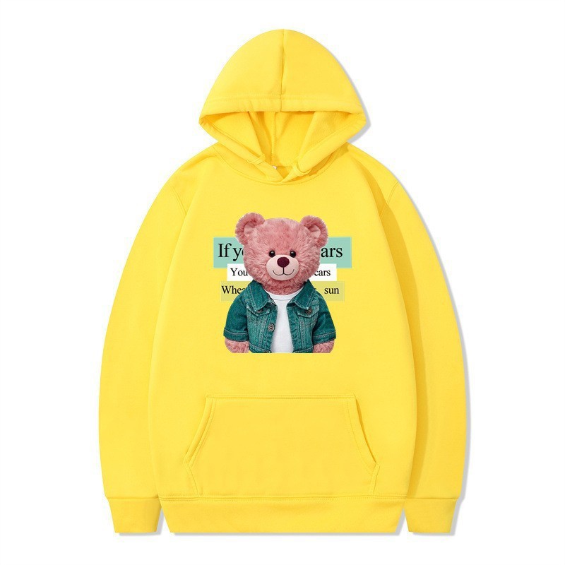 Bear Print Women's Long Sleeve Hooded Sweatshirt Bulk — image 4