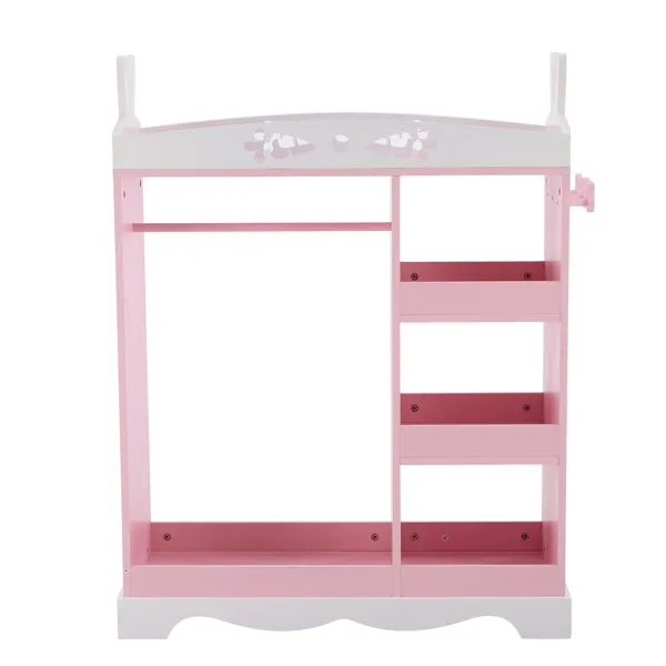 Armario de Niños Rosa con Diseño Orejas de Conejo; MDF + Partículas de Madera, 1 Espejo, 3 Estantes y 1 Percha para Ropa — imagen 4