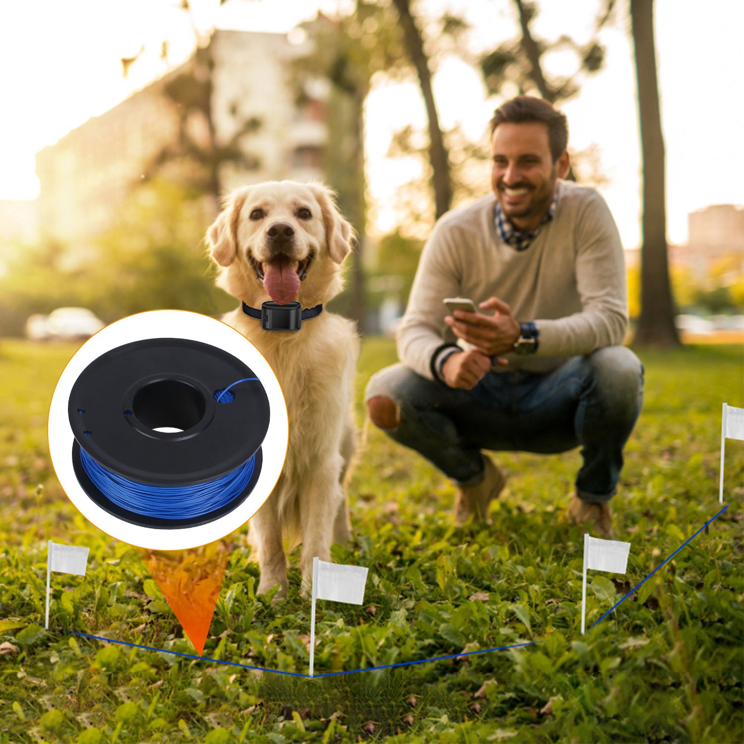 1 Juego de Sistema de Cerca Eléctrica para Perros Contención Perimetral con Sonido y Descarga, Collar Receptor Resistente al Agua para Perros Pequeños, Medianos y Grandes — imagen 5