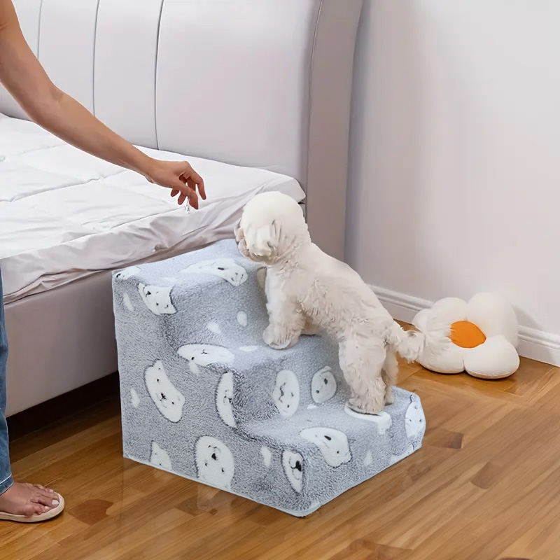 Bone-shaped pet stairs/ramp for dogs (placed beside sofa/bed) to protect joint safety, especially suitable for elderly dogs — image 9