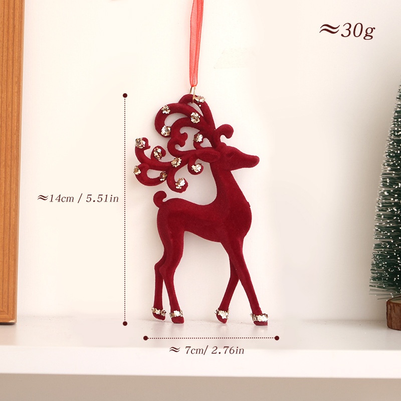 Adorno Navideño de Tela Rojo con Arco y Ciervo para Colgar — imagen 6