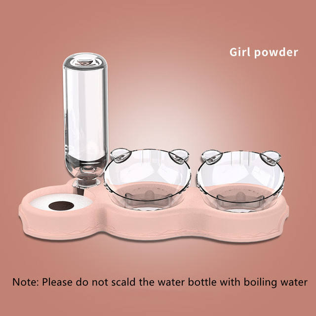 Pet Bowl Plastic Dog Bowl Double Bowl Automatic Drinking Water Anti Spill Food Bowl Pet Bowl Cute Cat Rice Bowl Cat Bowl — image 7