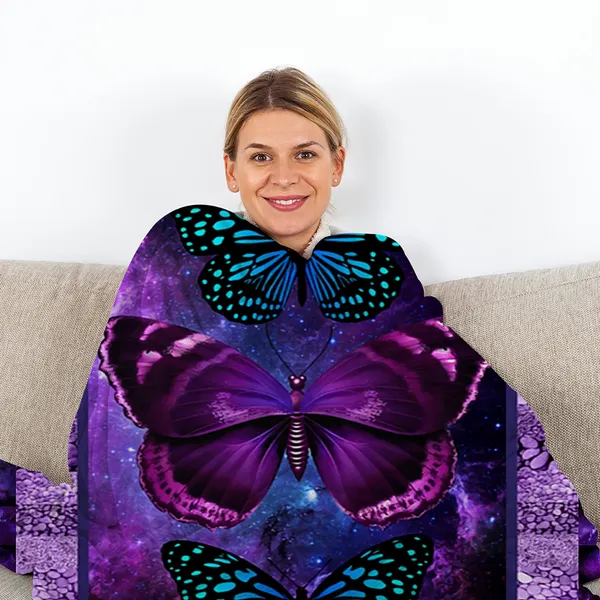 Manta de Algodón Suave con Diseño de Mariposas - Un Achatado y Calentito Tapiz para Oficina, Cama, Camping y Viajes - Regalo Versátil para Todos los Estaciones — imagen 4