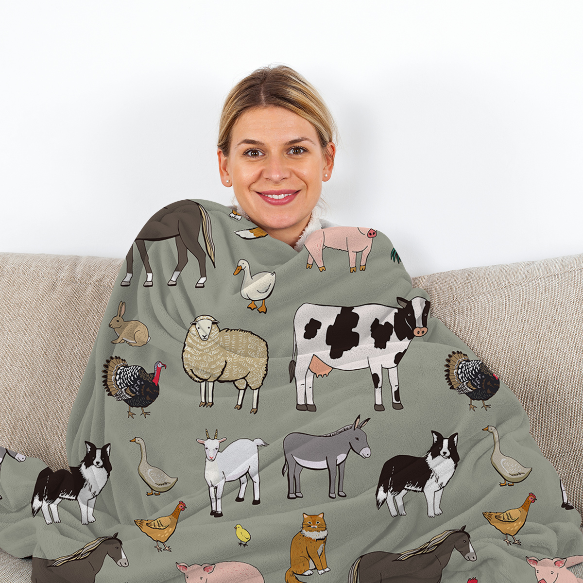 Manta Suave para Varios Animales - Caballo, Cerdo, Dura y Cómoda para Regalo de Cumpleaños para Mujer Decoración Hogar Sofá Cama Oficina Camping Viaje 75x100cm 130x150cm 150x200cm — imagen 4