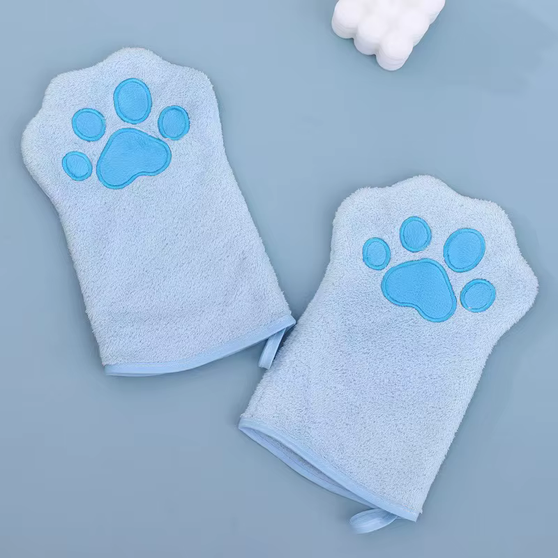 Pet Grooming Glove Quick Drying Dogs Paw Towel Microfiber Double Sided Dogs Grooming Mitt for Medium Small Dogs — image 6