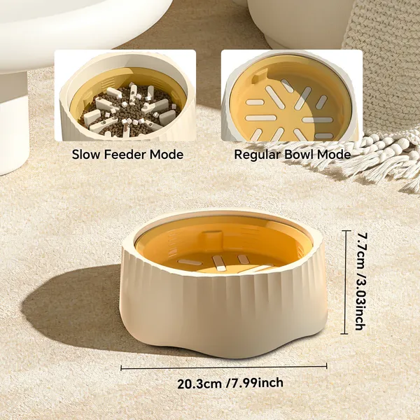 White Dual-purpose Slow Food Bowl, Fast & slow Food Can Be Freely Switched To Adapt To Different Pet Eating Habits — image 3