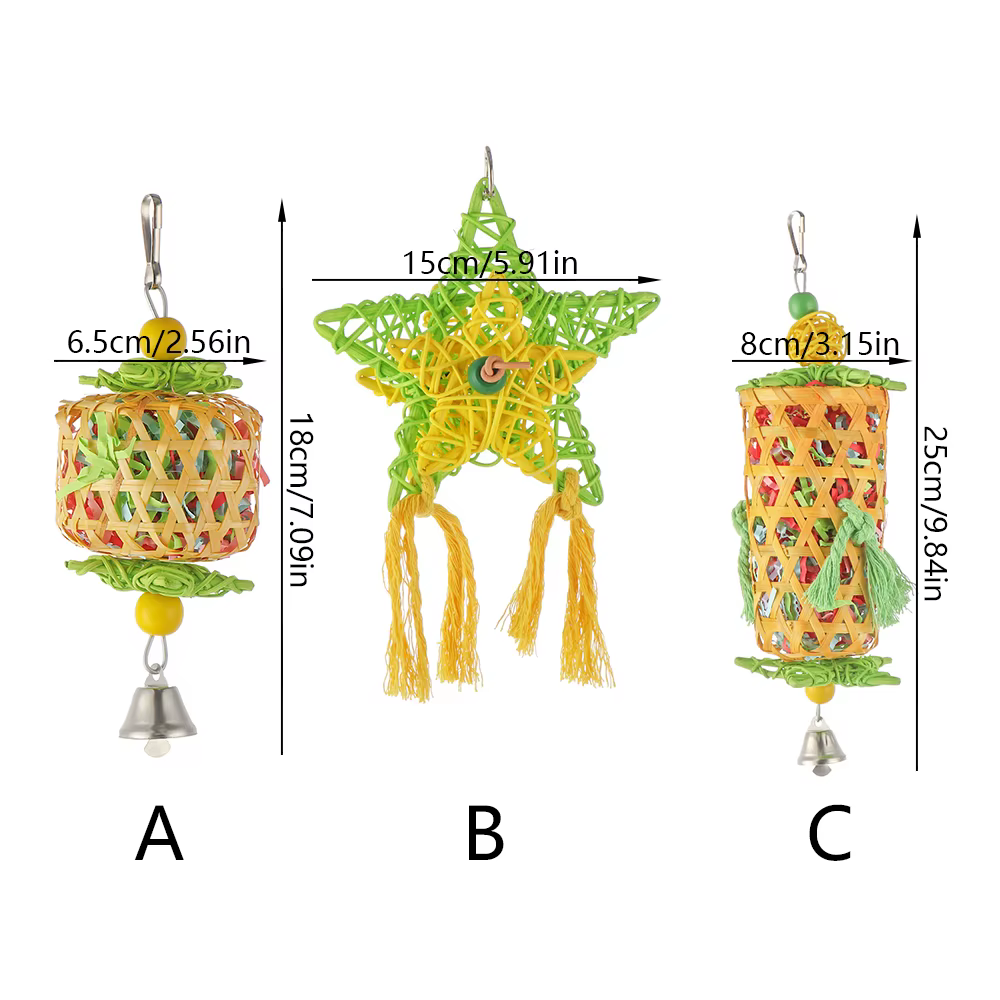 Natural Bamboo Rattan/Paper Weaving Cage Pet Bird Chewing Toys Parrot Cage Foraging Shredder Home Hanging Decoration — image 6