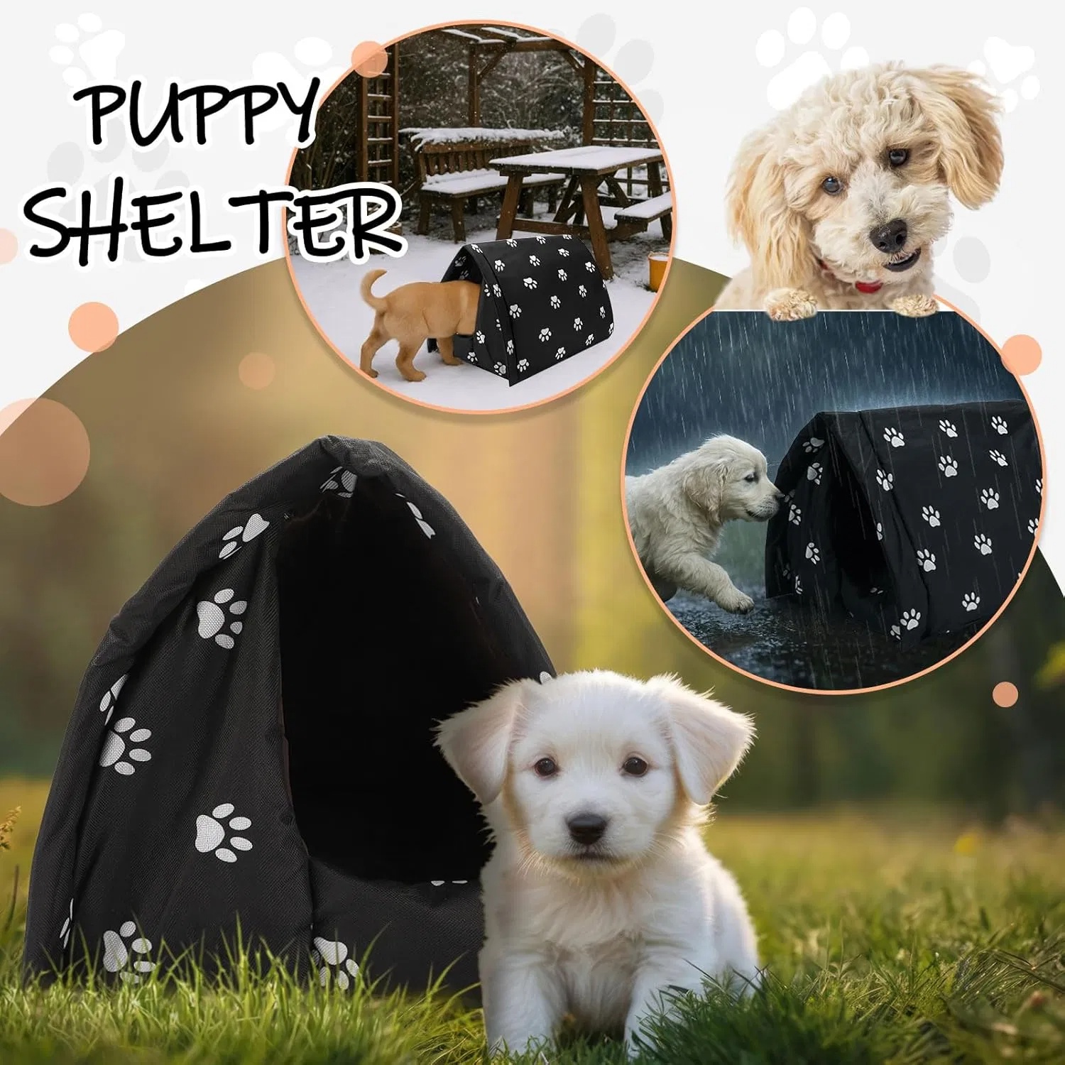 Casa de invierno para gatos al aire libre con manta auto-calorizante 17'' x 12'' Impermeable plegable refugio para gatos ferales perros cachorros animales salvajes hogar interior — imagen 3