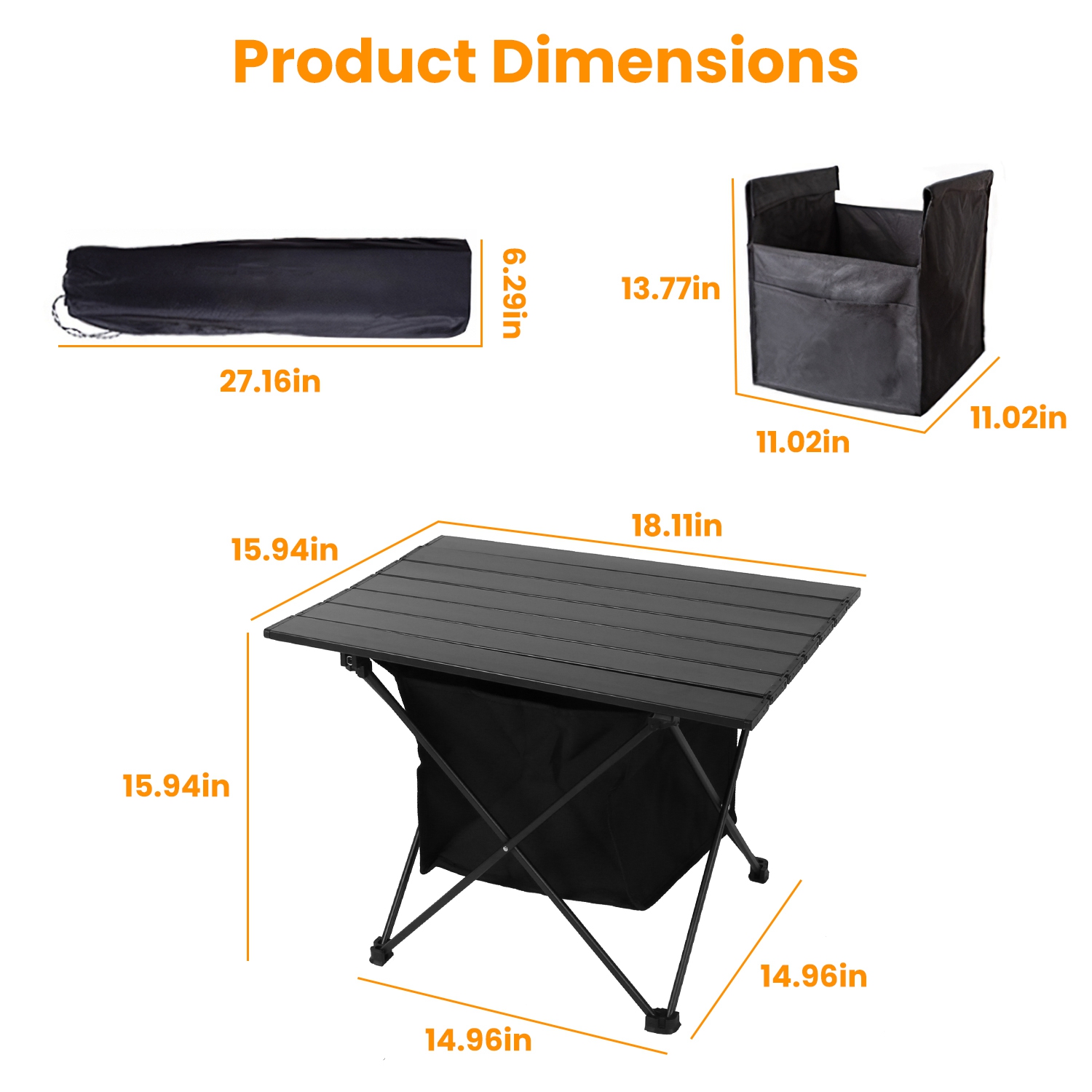 Mesa de Acampada Plegable con Cesta de Almacenamiento Resistente a la Rueda, Materiales de Aluminio Leve y Portátiles para Acampadas, Excursiones, Pícnic y Pesca con Bolsa de Transporte Envío Fedex — imagen 6