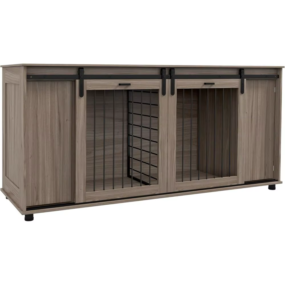 Caja de Perro Moderna con Puertas Dobles para Pequeños o Grandes Caninos (Separador Removible) — imagen 1