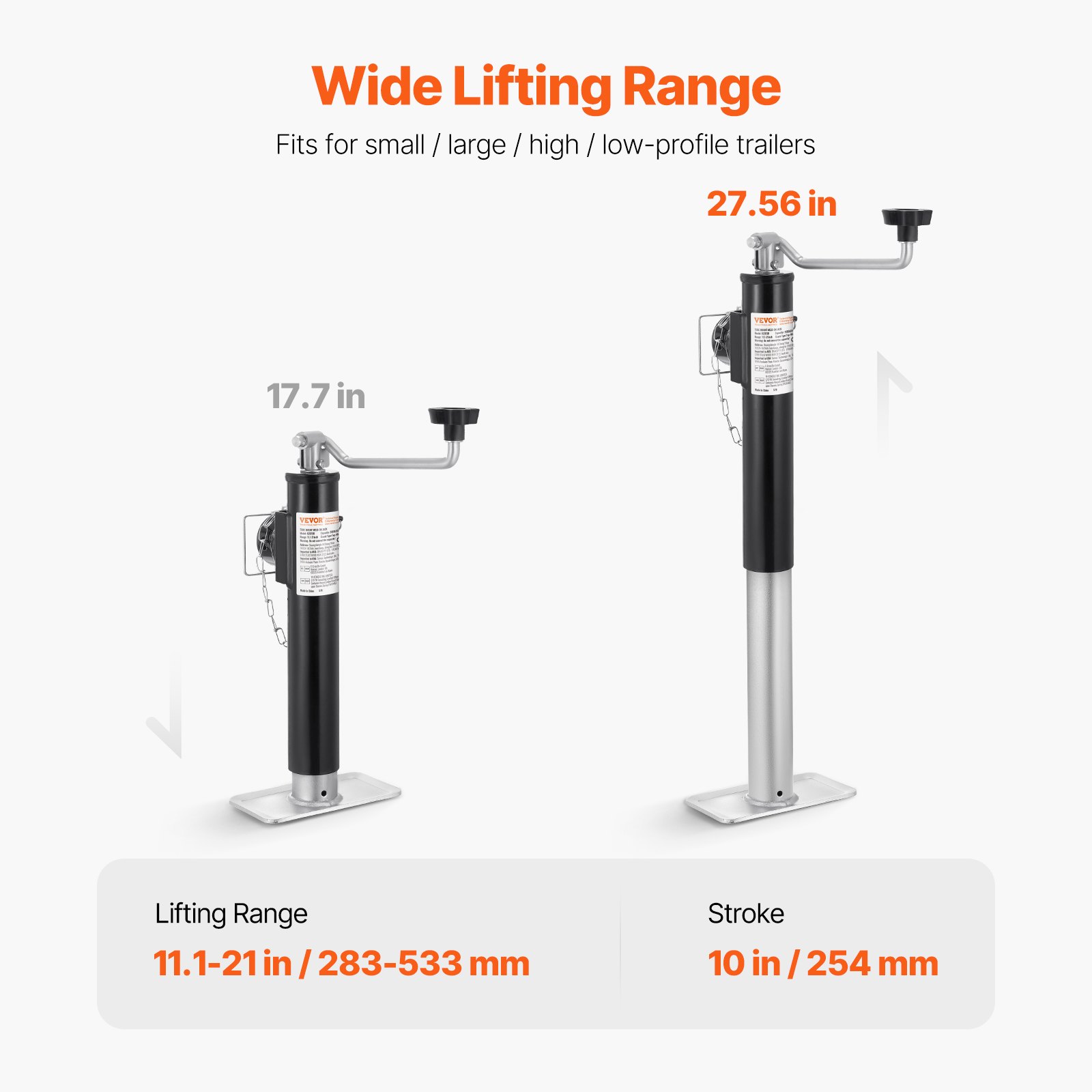 Trailer Jack, 2000 Lbs Dynamic Load Capacity, Weld-on Pipe-Mount Swivel Trailer Jack, 10" Lift Trailer Jack Stand With Handle For RV Trailer, Horse Trailer, Utility Trailer, And Yacht Trailer — image 4