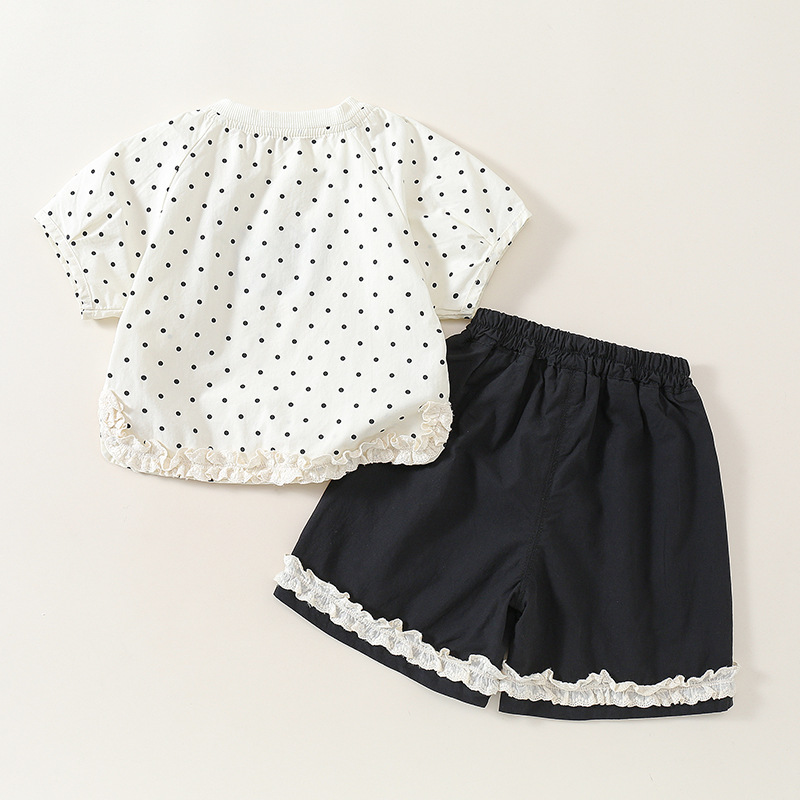 Conjunto de Camiseta y Pantalones con Puntos de Gato para Niñas Adorables — imagen 4