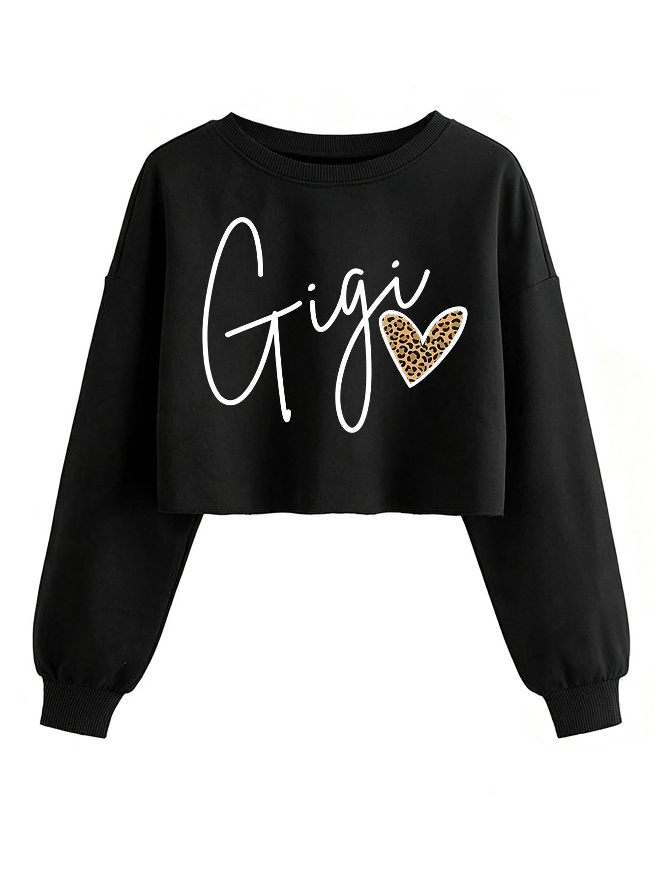 Leopard print heart-shaped crop top hoodie — image 5