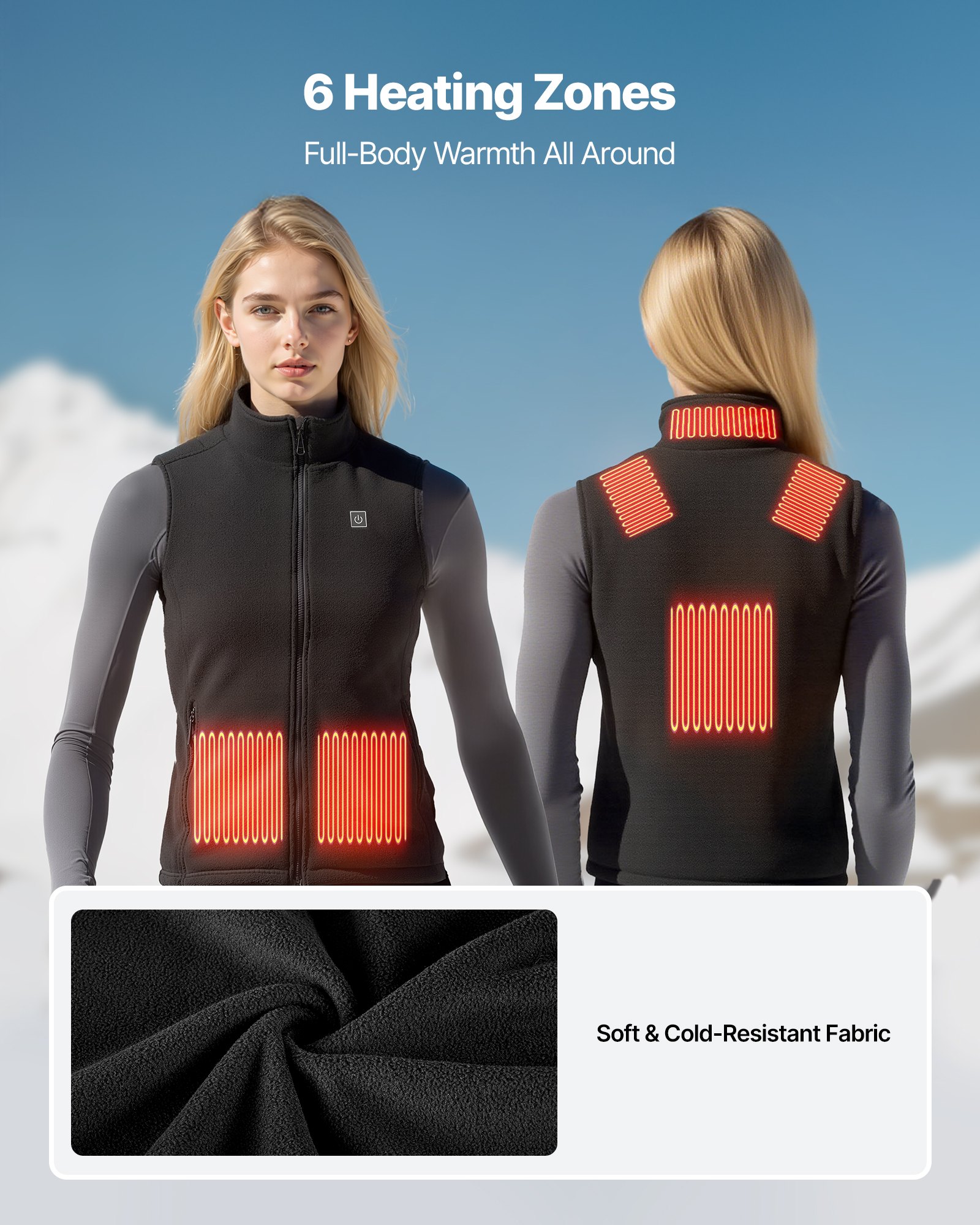 Heated Vest, Women Electric Heating Vest With 16000 MAh Battery Pack, 6 Heating Zones Lightweight Rechargeable Winter-Vest With 3 Levels, For Outdoor Hiking Camping Fishing Skiing, Size S — imagen 2