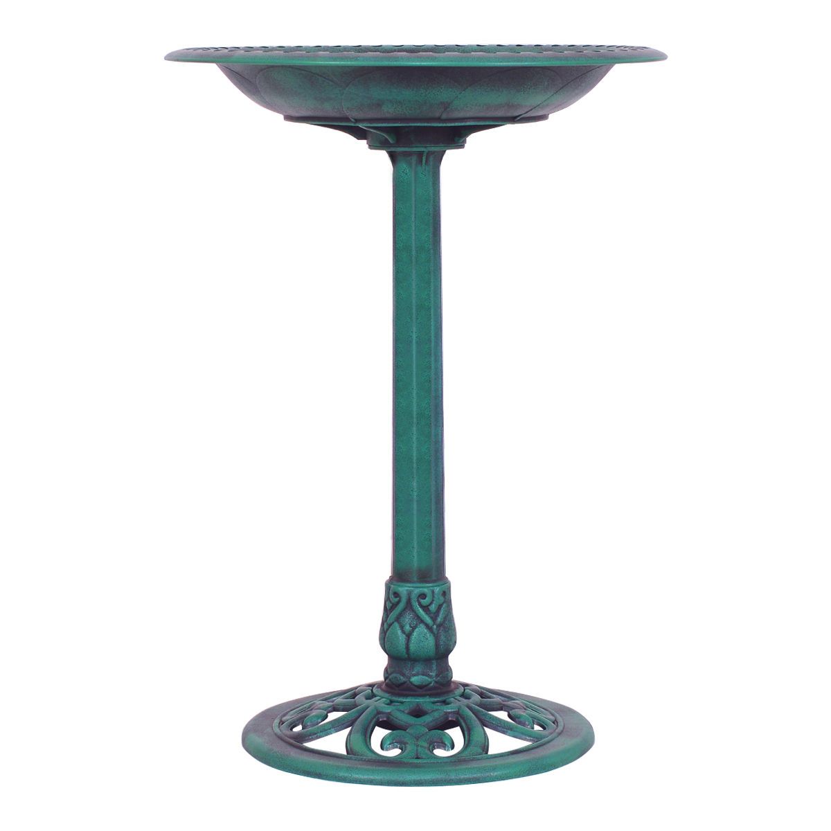 Outdoor Garden Green Pedestal Bird Bath Feeder — imagen 4