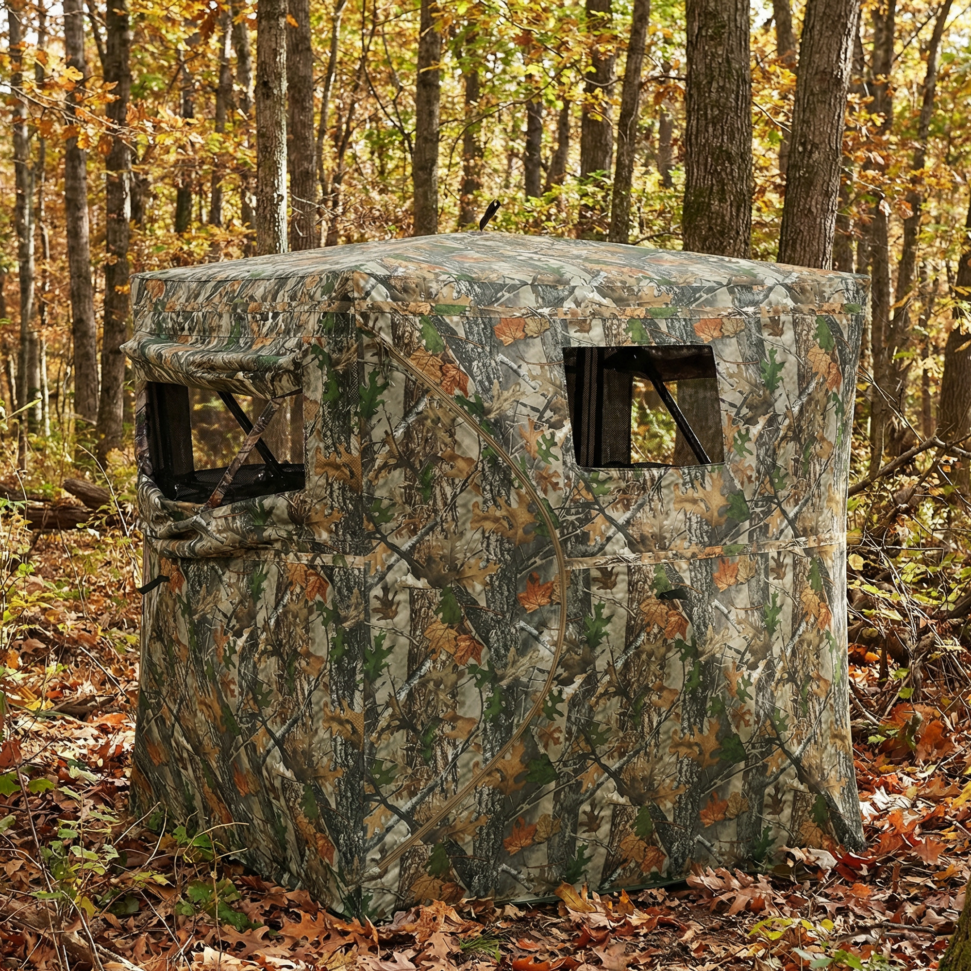 Hunting Blind for 2 Person, See Through Pop Up Blind with 270-Degree View, Windows for Deer Hunting, Camouflage — image 6