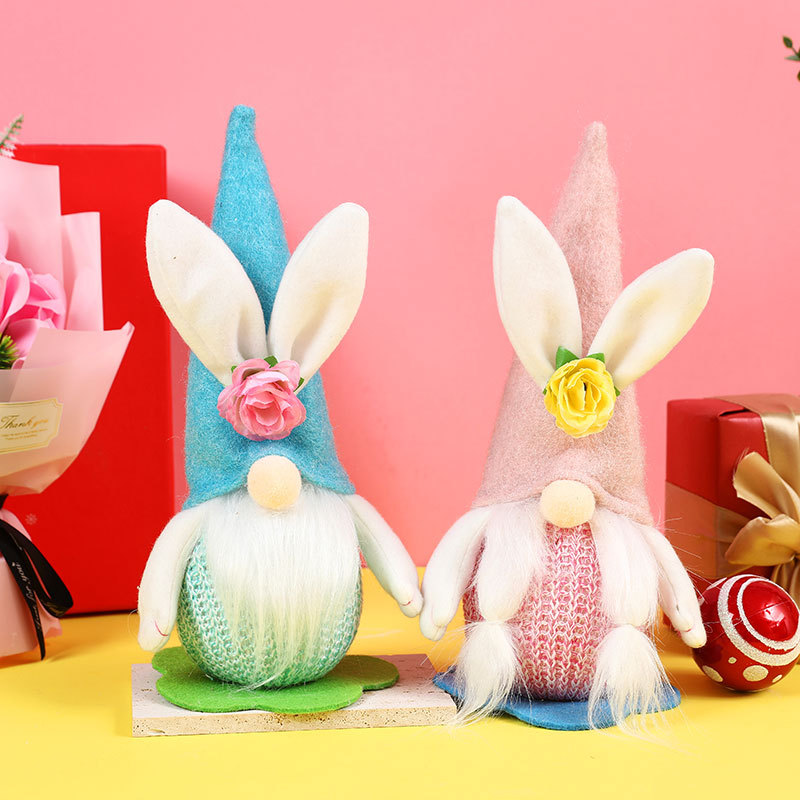 Decoración de Pascua Iluminada Muñeca Gnomo Sin Cara de Conejo para Ventana — imagen 2