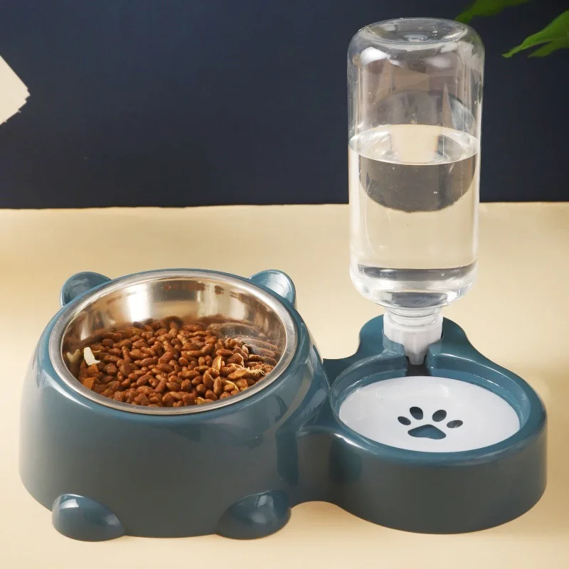 Double Cat Bowl Raised Anti Slip Pet Food Water Feeder No Spill Detachable Design for Cat Dog Puppy Daily Pet Feeding Supplies — image 1