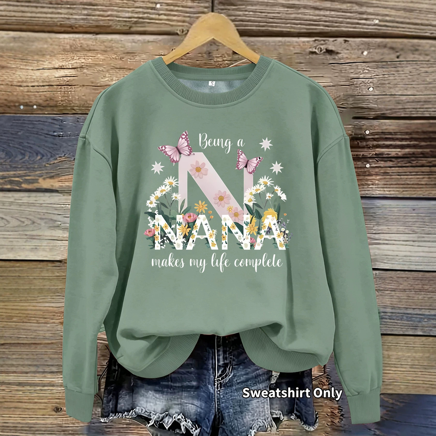 Butterfly printed long sleeved fleece sweatshirt — image 6