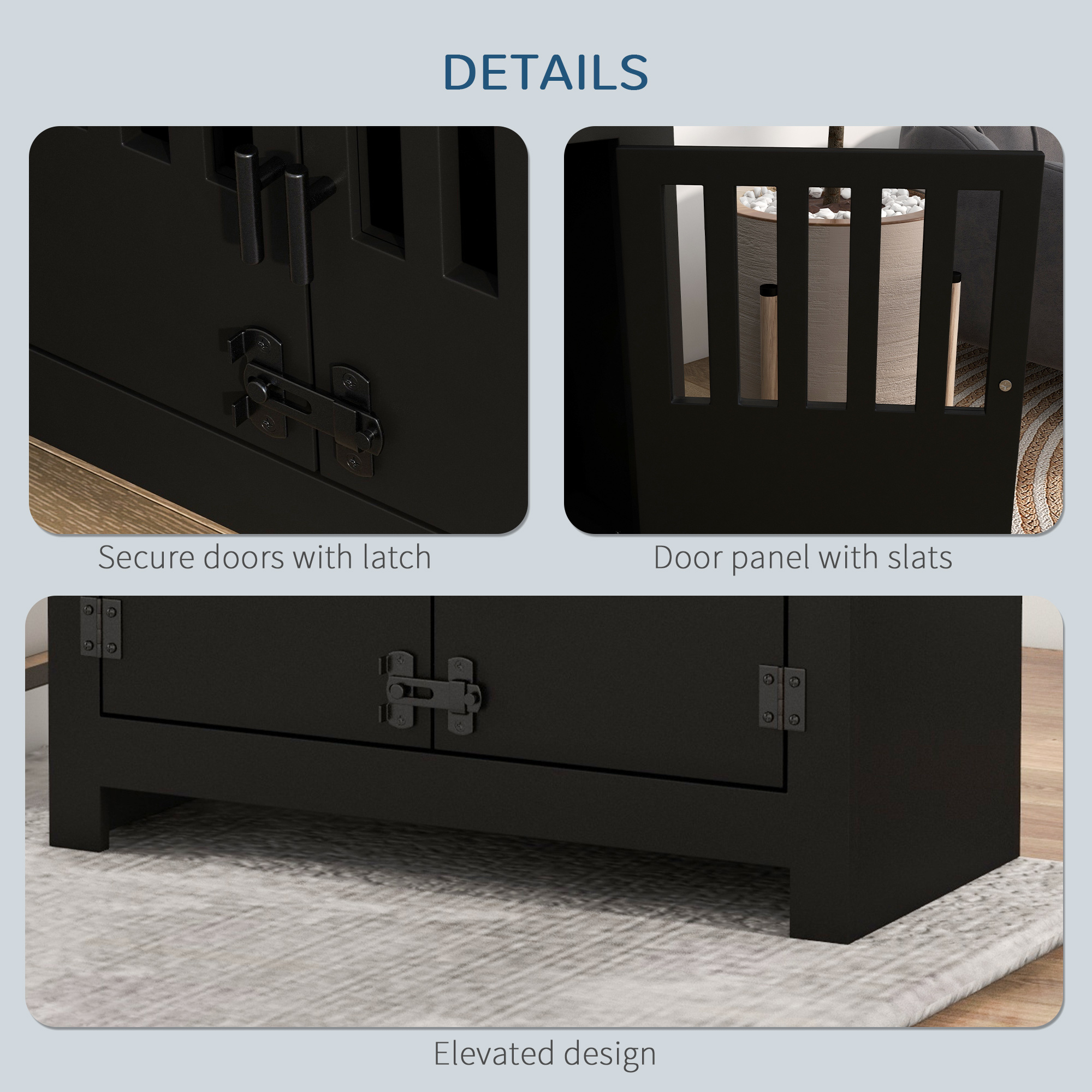 Dog Food Storage Cabinet with Bowls & Dog Feeding Station, Black — image 2