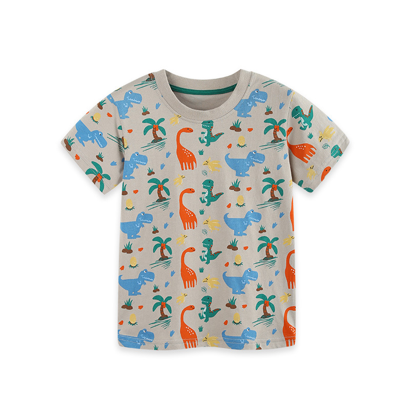 Cartoon dinosaur print boys' short sleeved T-shirt — image 1