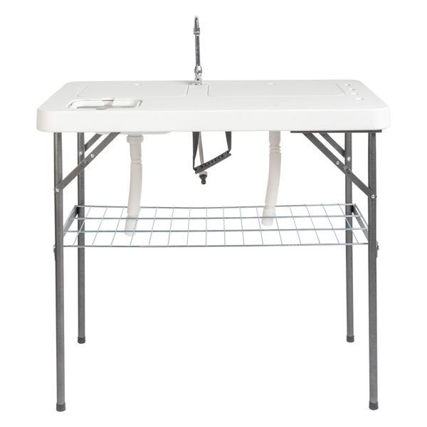 With Wire Mesh, White, Outdoor Fish Killing Table, HDPE, Rectangular Shape, Foldable — image 3