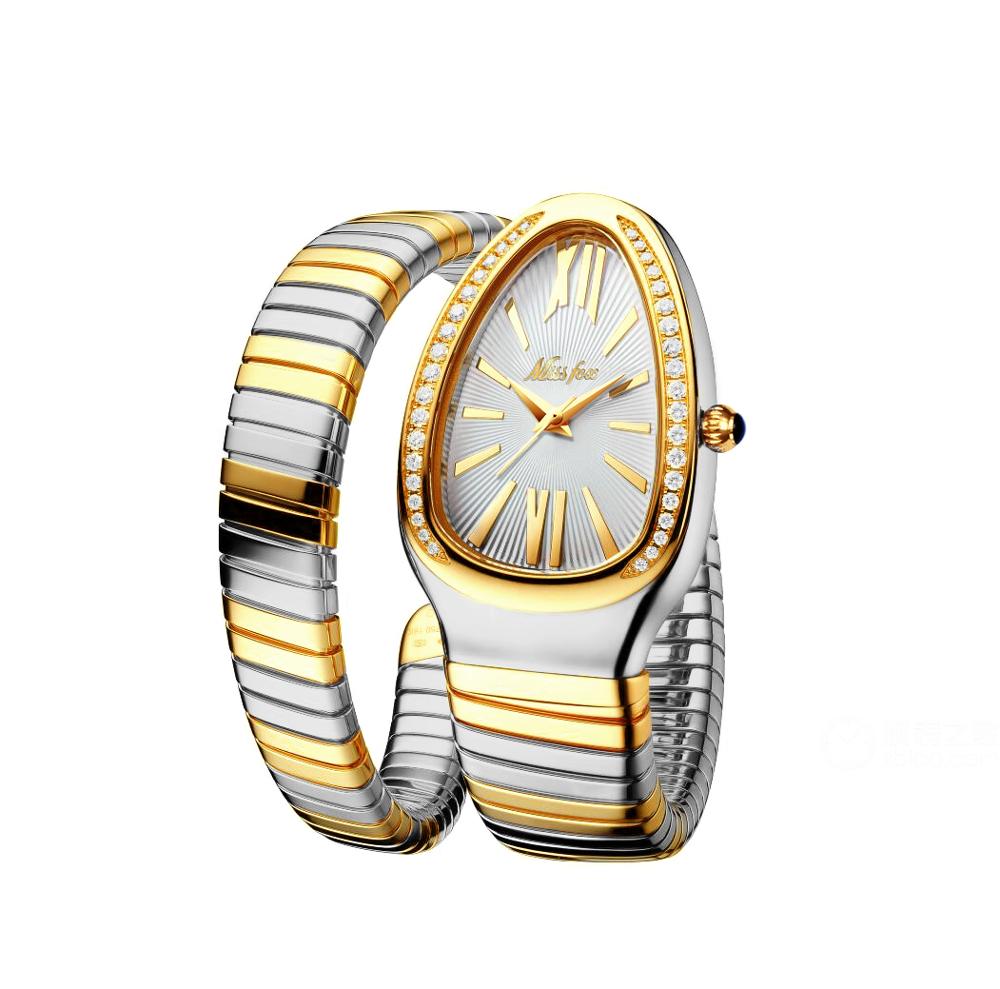 MISSFOX 1221 Women's Watches Snake Shape Luxury Wrist Watch For Women Steel Unique Gold Quartz Ladies Watch Clock Relogio Feminino — image 16