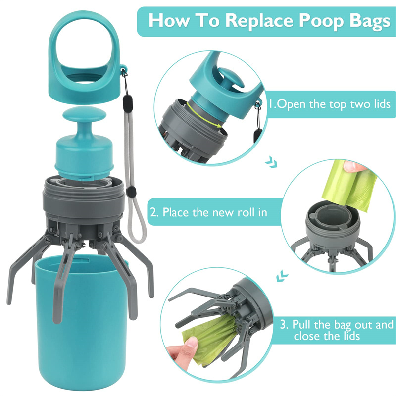 Soplador Portátil Ligero de Heces Caninas con Dispensador Integrado de Bolsas para Recoger Excrementos de Perros con Ganchos de 8 Patas — imagen 30
