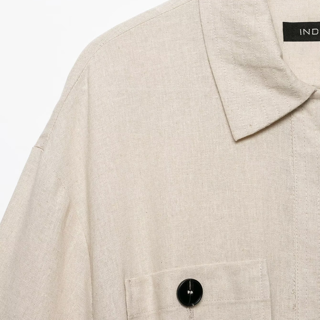 Linen blend with belt hunting outfit short sleeved jacket for women — image 3