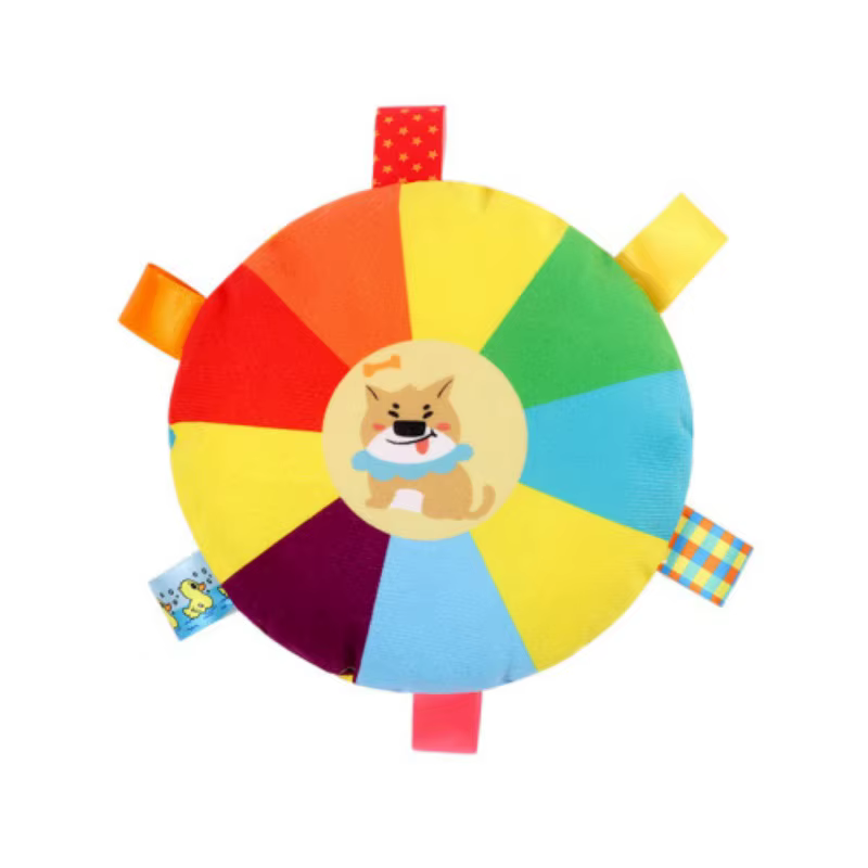 Pet Dog Toys Colorful Round Plush Frisbee Squeaky Interactive Tug Chew Toy Bite Resistant Anxiety Relief Training Pet Play Toy — image 5