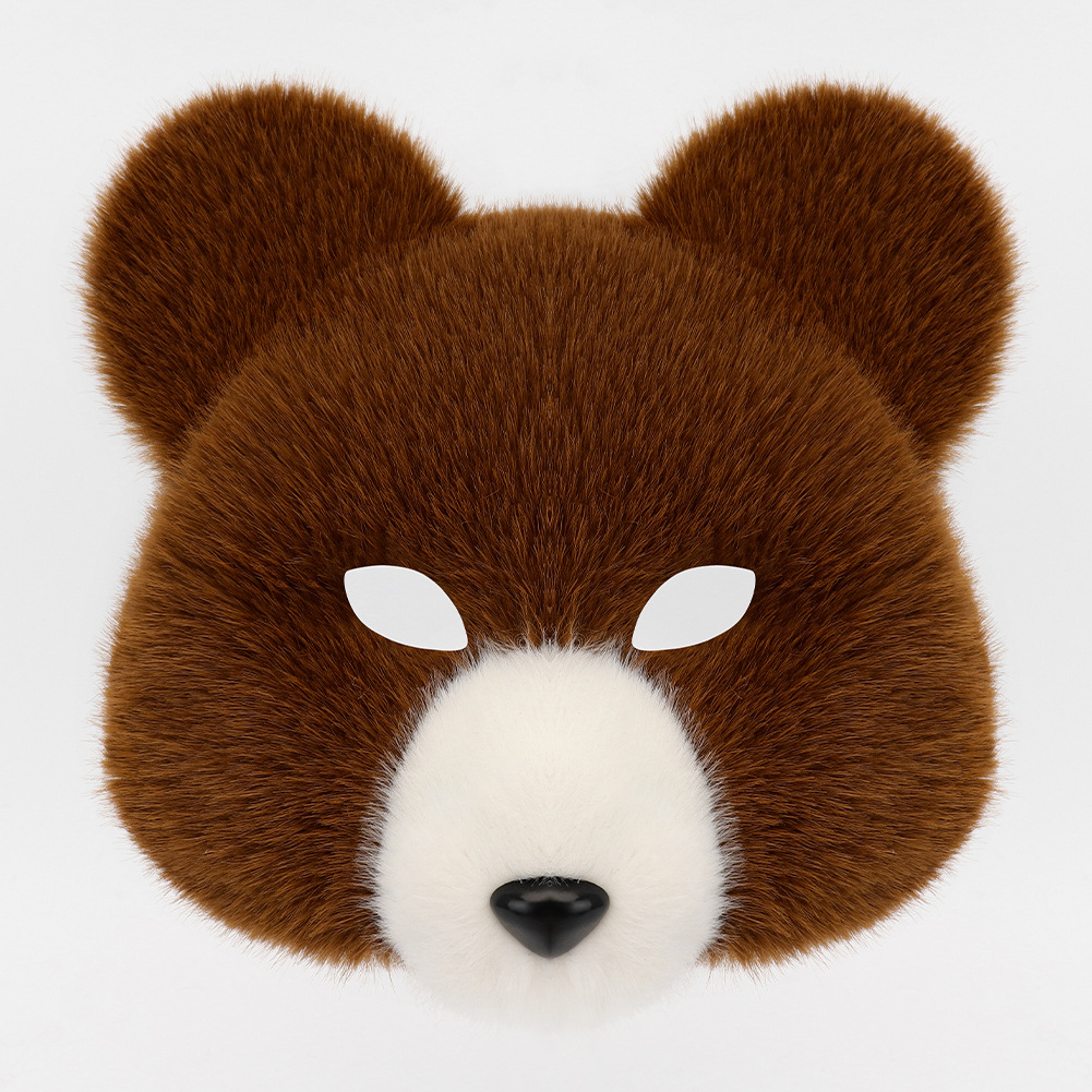 Halloween Fuzzy Costume Set with Realistic Bear Mask and Handmade Bear Paw Gloves for Cosplay and Convention Props — image 11