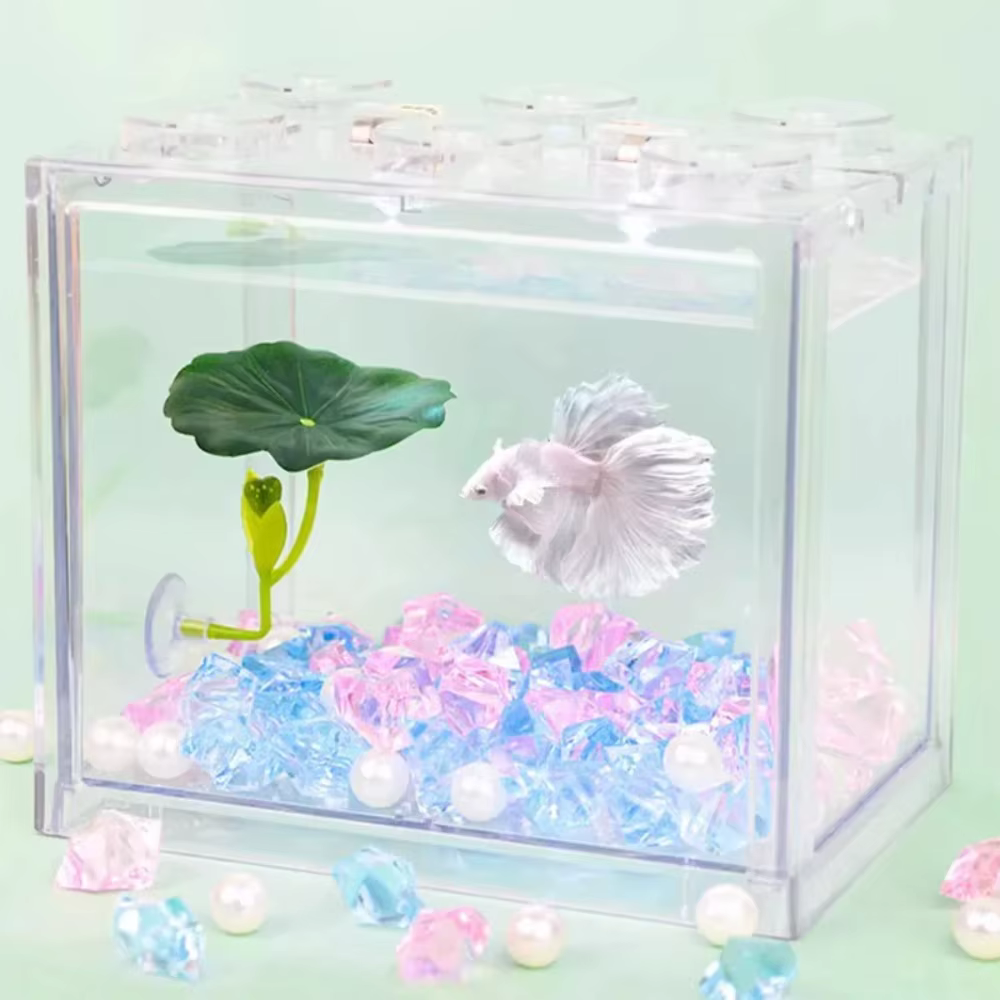 Hammaca para peces betta de Green Leaf - Decoración segura para acuario que reduce el estrés con cúpula de sujeción fuerte y planta artificial — imagen 6