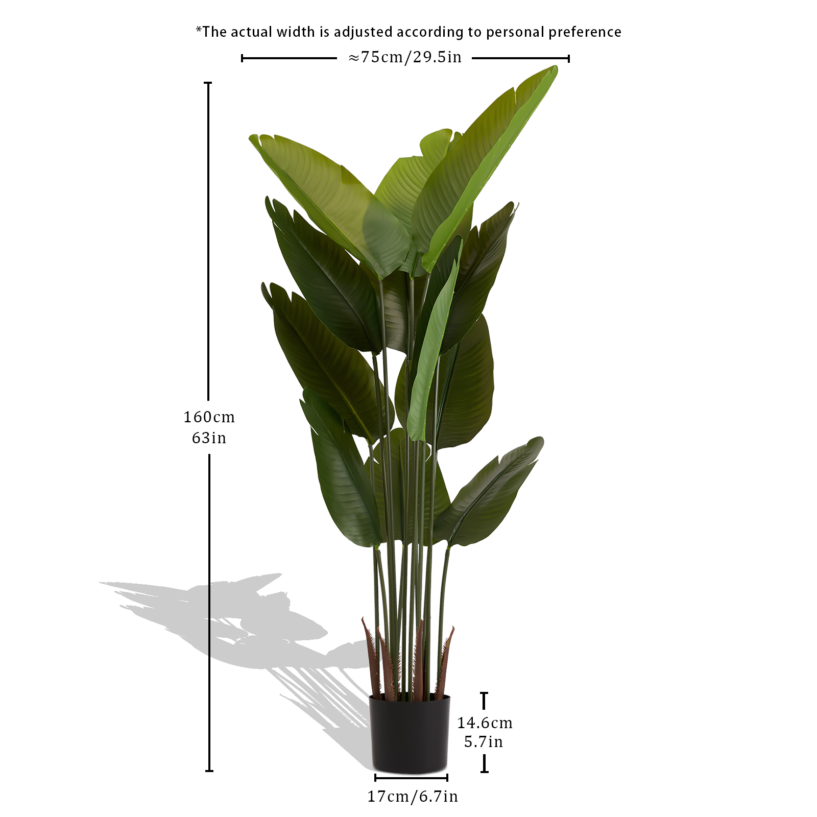 Artificial Bird of Paradise Plant, 5.2ft Tall Faux Tropical Palm Tree in Pot for Indoor or Outdoor Home, Office, or Garden Decoration, 2pcs/set — image 2